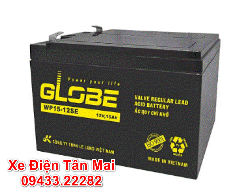 Ắc quy xe đạp điện Globe 12v-15ah